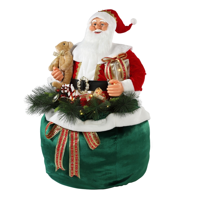 65/85/115 см Рождественский анимированный Санта-Клаус с освещением праздничный музыкальный орнамент украшения фигурка коллекция традиционных