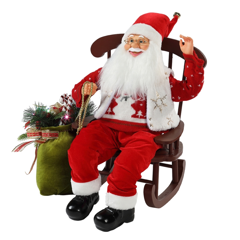 55см стул анимированный Санта-Клаус с светлым рождественским орнаментом украшения фигурка рождество кукол праздник коллекция дома подарки