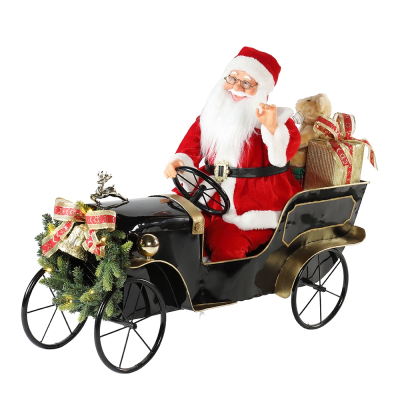 80 см анимационный рождественский автомобиль Санта-Клаус с освещением музыкального орнамента украшения праздник фигурка коллекция традиционный рождество