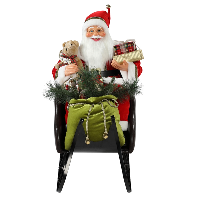 80см сидя саня Санта-Клаус с осветительным орнаментом рождественские украшениятрадиция