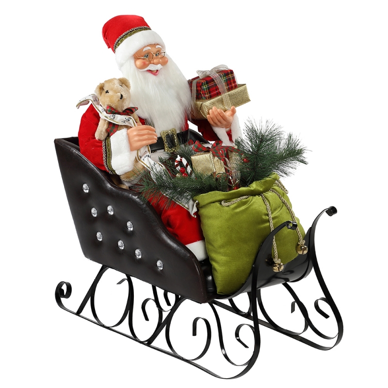 80см сидя саня Санта-Клаус с осветительным орнаментом рождественские украшениятрадиция