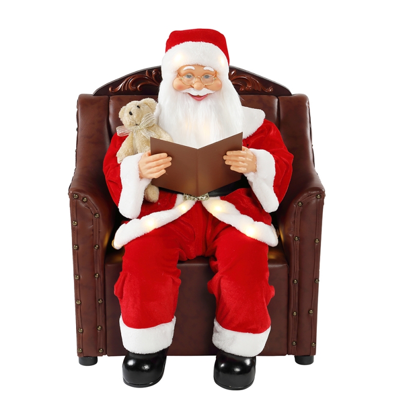 80см диван Санта-Клаус с освещением музыкальный орнамент рождественские украшения праздник фигурка коллекция традиционные рождественские