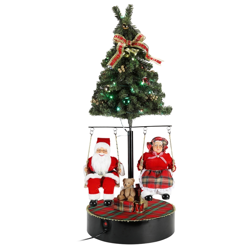 120см Рождество повернуть дерево Санта-Клаус с музыкальным орнаментом украшения фестиваль праздник фигурки