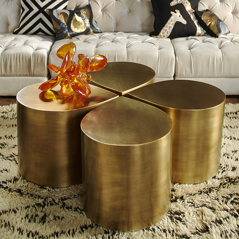 Лепесток дизайн эстетический роскошный журнальный столик набор 4 столики золота для гостиной современный