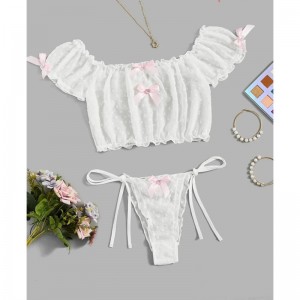 Wholesale Валентина День Святого Валентина Женский Двухструктура Бюстгальтер Panty Set Erotica Чувственное Нижнее Белье Кружева Сексуальны...