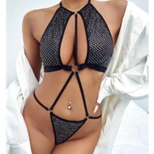 Сексуальные трусы стринга Тедди с блестящей тканью для сексуальных бюстем