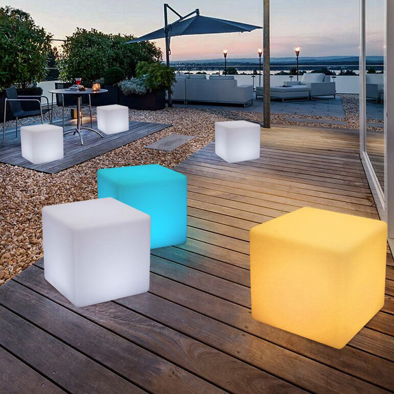 Светодиодный световой кубический свет Творческий водонепроницаемый стул на открытом воздухе Квадратный стул Квадратный стул Концер