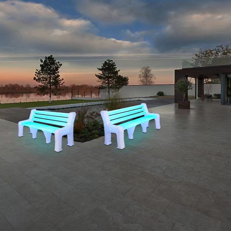 Светодиодные скамейки для света в парке для снаружи, садовая скамейка PE, консерватория, внутренний дворик, газон или садовое сиденье, может нести 600 кг