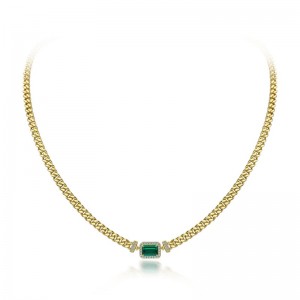 2022 Новый 1 -c -культивированный изумрудный подвеска 925 Серебряное регулируемое простые ожерелье