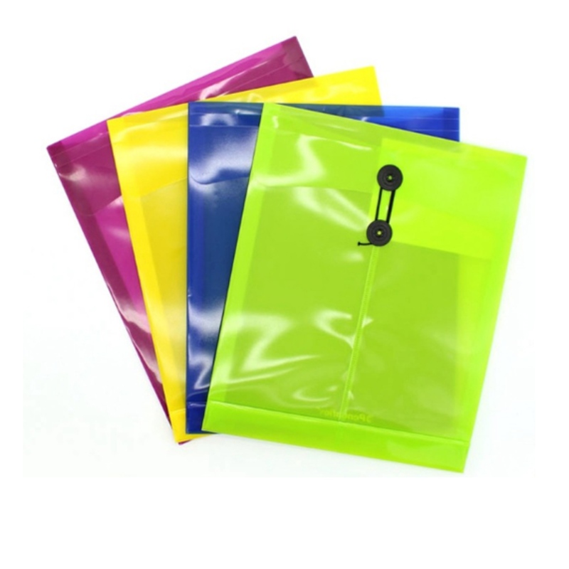 A4 Size PP Plastic Button Document Bag для школы и офиса