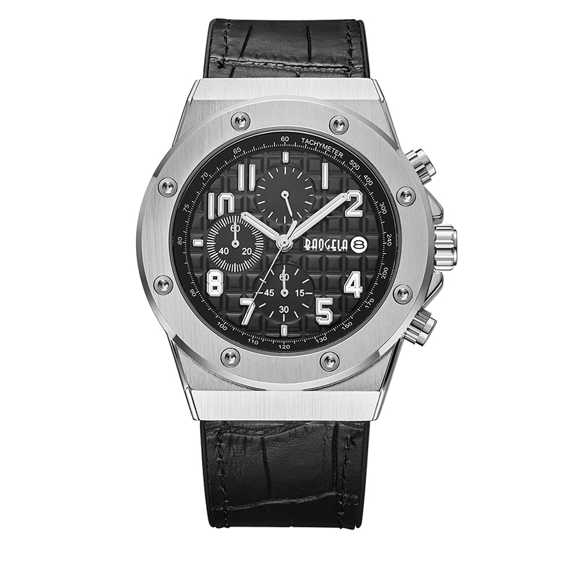 Baogela Men Chronograph Quartz Watches 2022 Новые водонепроницаемые спортивные повседневные запястья часы кожа