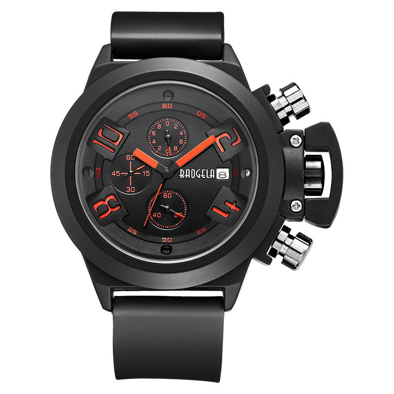 Baogela Chronograph Watch Top Brand Luxury Lumy Silicone Quartz Watch Watches Военные спортивные наручные часы для Man 1606 Green