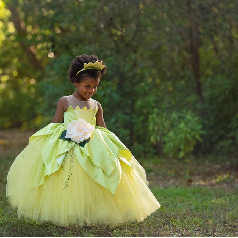 Костюм Princess Princess For Kids Girls Tiana Movie Cosplay Carnival Dress Up Princess Playing Plorges