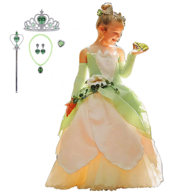 Костюм Princess Princess For Kids Girls Tiana Movie Cosplay Carnival Dress Up Princess Playing Plorges