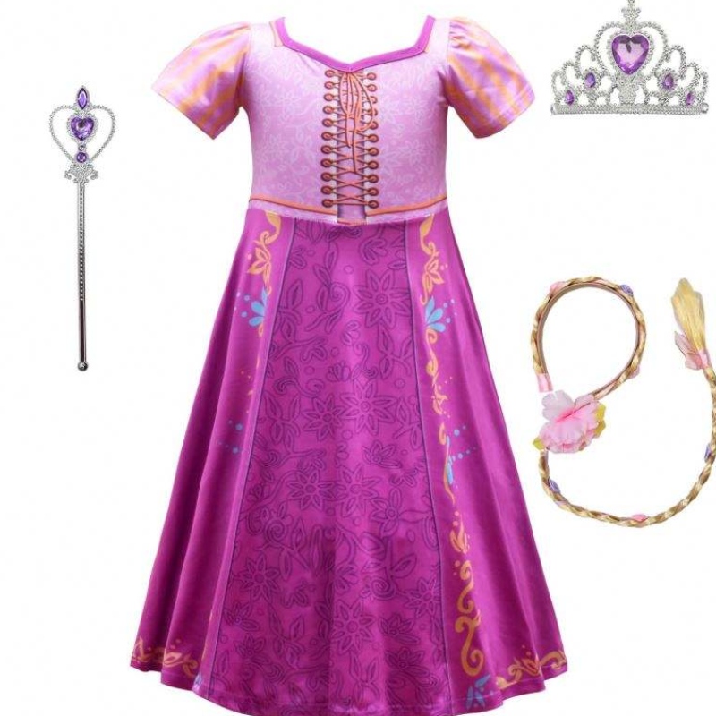 Новый стиль Rapunzel Girls Long Dress Cosplay Costum