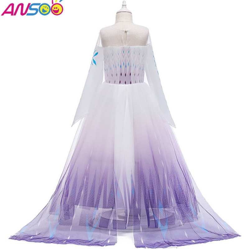 Ansoo Snow Queen 2 Cosplay Girls Dress Summer Casual Mesh Princess Dress Prompare Performance Comsume 4-12 лет детские платья Elsa