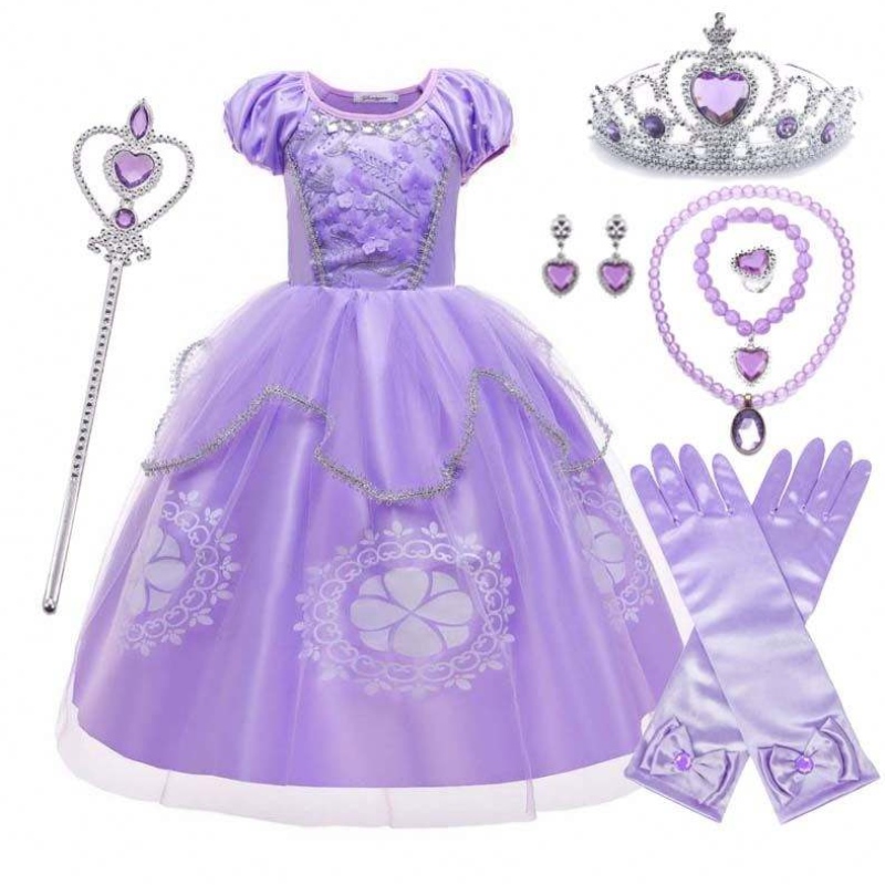 Fancy Party Purple Kids Puff Elive Princess Sofia Costume с аксессуарами HCRS-005