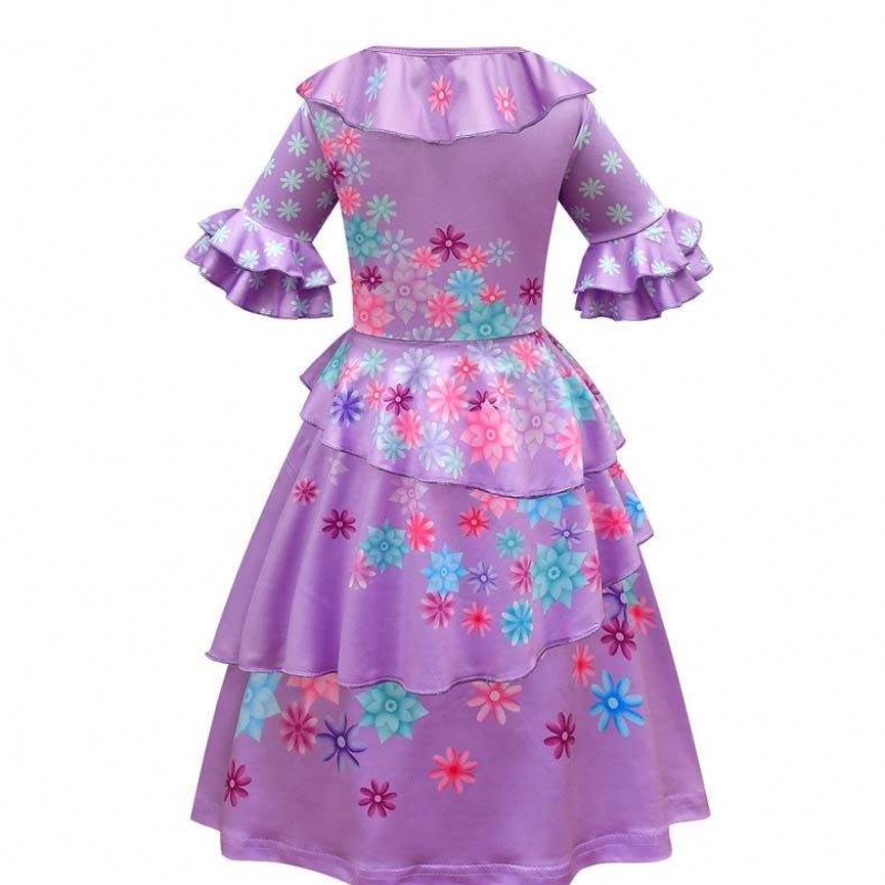 Новый продукт 2022 Kids Girls Mirabel Madrigal Cosplay Outfit Платье Encanto Isabela с париком сумки HCIS-006