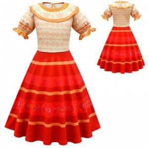 Карнавальная Хэллоуин Принцесса одежда для вечеринки цветочные оборки длинное платье Mirabel Encanto костюм 90-170см HCIS-006