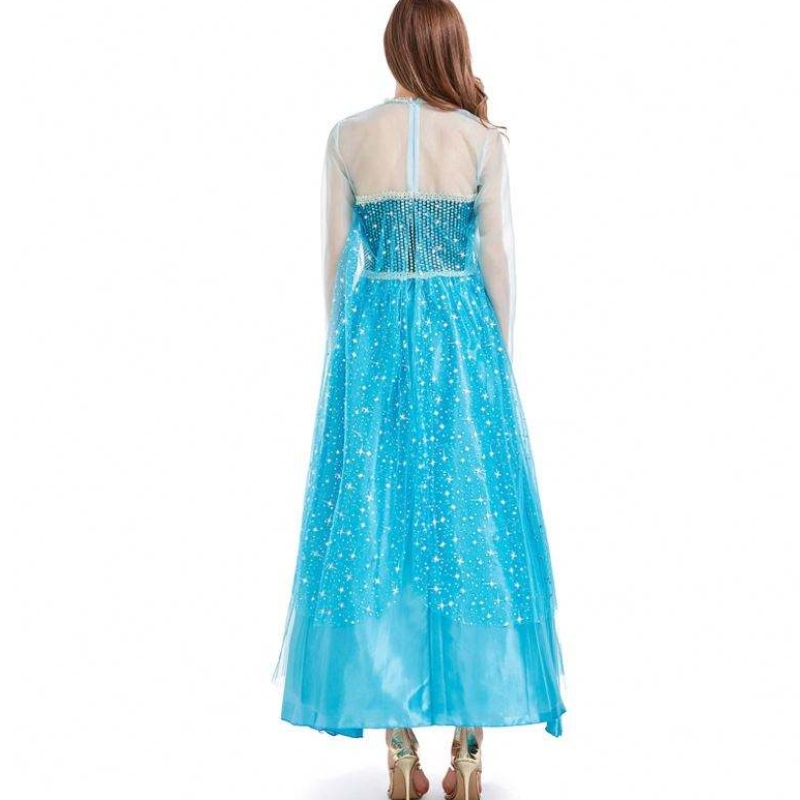 Novedades 2022 Halloween Cosplay Fancy Party Party Up Blue Long Elsa Costume Adult HCGD-054