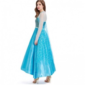 Novedades 2022 Halloween Cosplay Fancy Party Party Up Blue Long Elsa Costume Adult HCGD-054