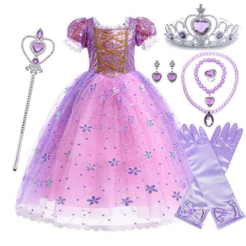 Костюм Princess Princess Prapunzel Puffice Feercein Persplay Press Purple с аксессуарами HCRS-007