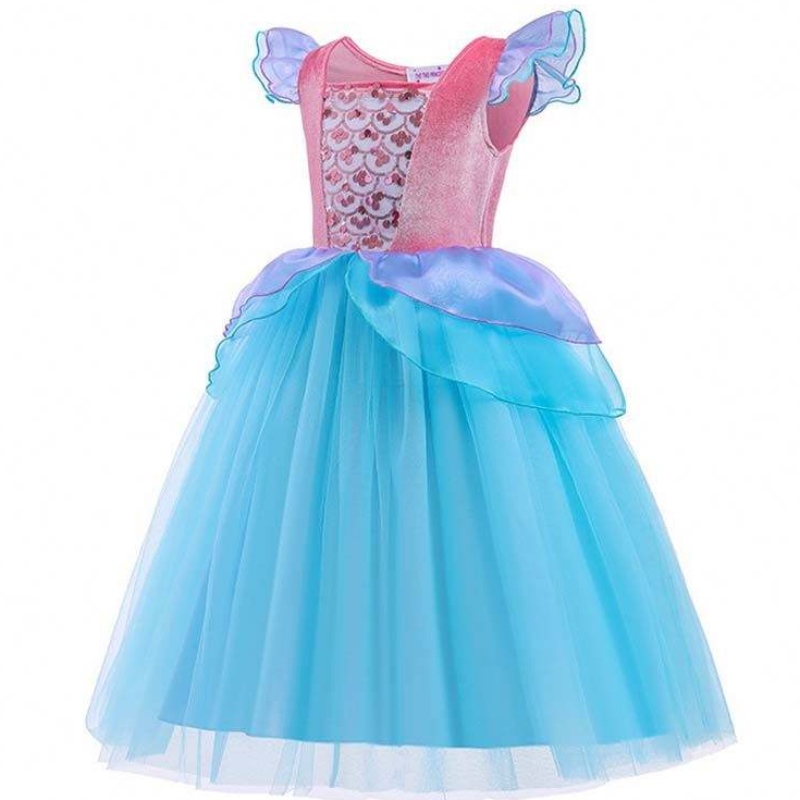 2022 Top Sales Halloween Child Princess Seecins Ariel Blue Dress Costume HCMM-012