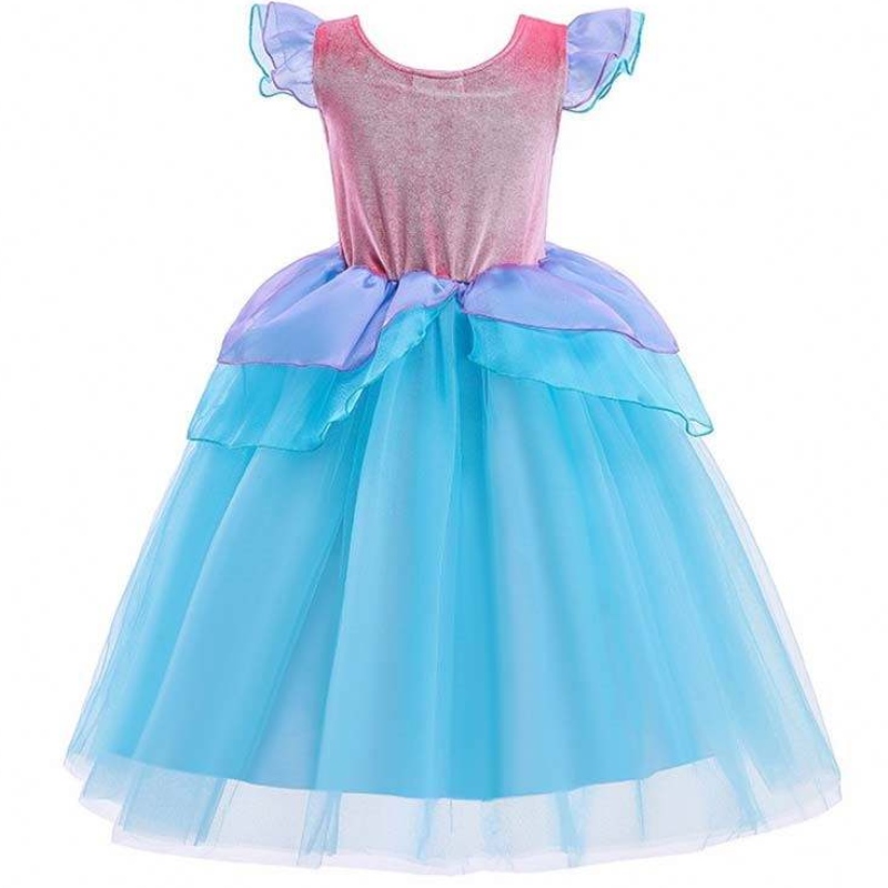 2022 Top Sales Halloween Child Princess Seecins Ariel Blue Dress Costume HCMM-012