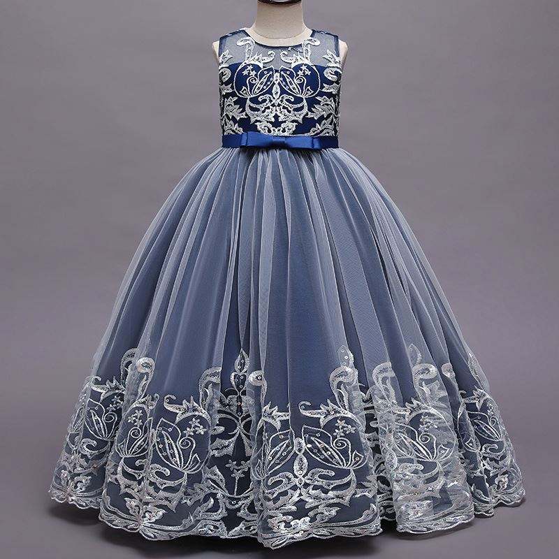 Baige Long Style Children Wedding Ball Gown Girls Frock Design Kids Party Wear Long Frock 9101