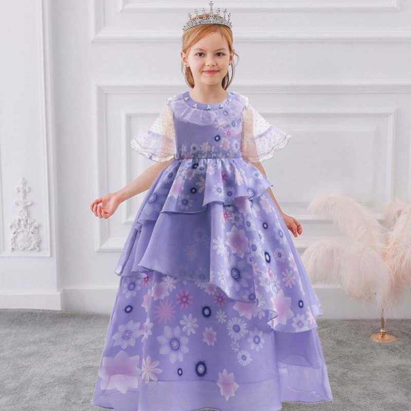 Baige Encanto Mirabel Cosplay Costume TV&movie Kids Fack Carnival Paster Princess Dress Mfmw002