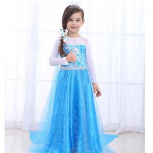 Baige Hot Sedelling Kids\'s Wear Mabd Girls с длинным рукавом Maxi Платье Elsa с плащом