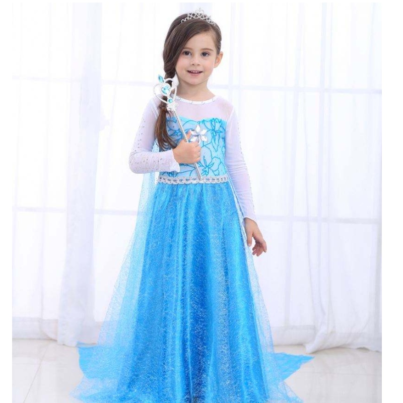 Baige Hot Sedelling Kids's Wear Mabd Girls с длинным рукавом Maxi Платье Elsa с плащом