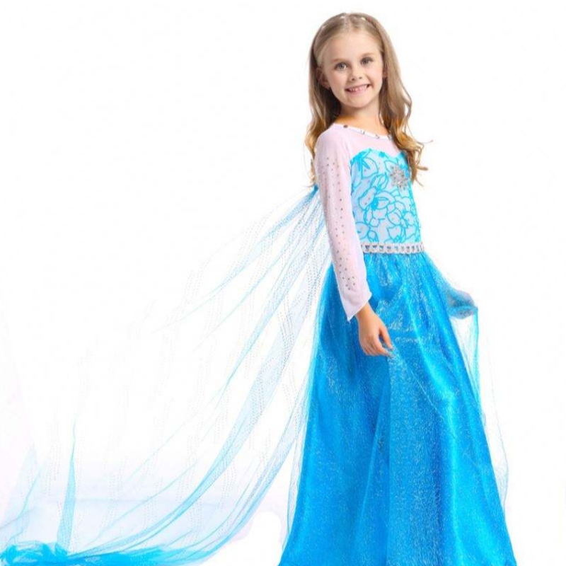 Baige Hot Sedelling Kids's Wear Mabd Girls с длинным рукавом Maxi Платье Elsa с плащом