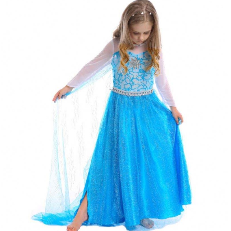 Baige Hot Sedelling Kids's Wear Mabd Girls с длинным рукавом Maxi Платье Elsa с плащом