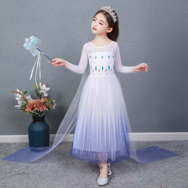 Baige Kids Girl Fancy Cosplay Long Cape Cosplay Party Princess Elsa платье костюм