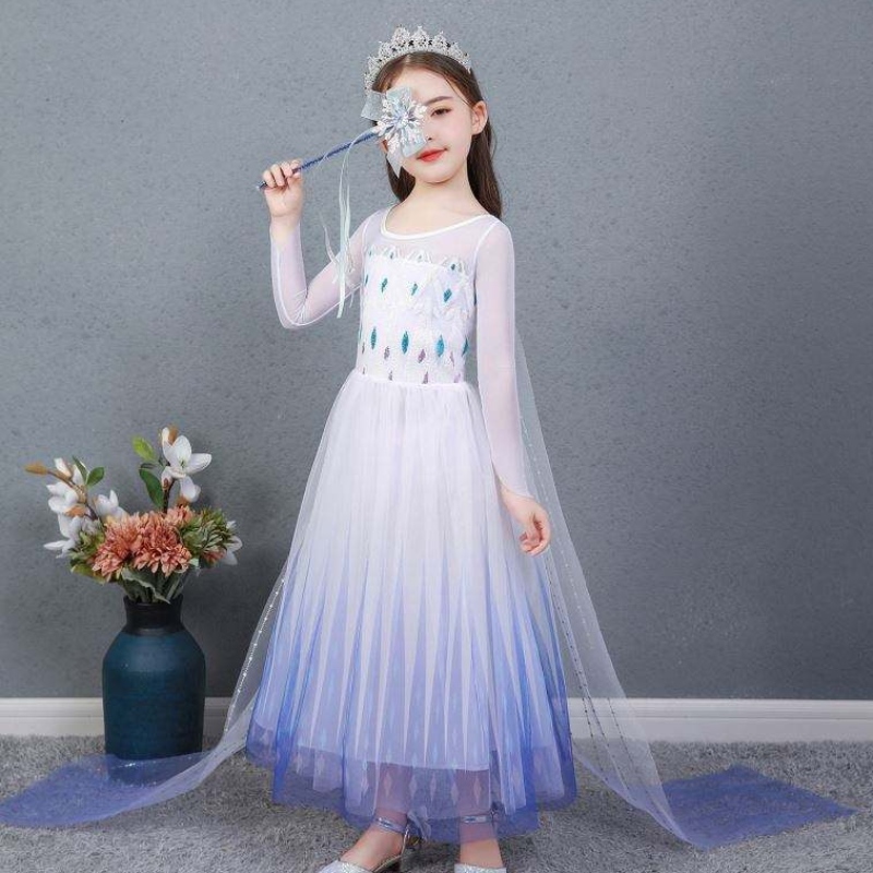 Baige Kids Girl Fancy Cosplay Long Cape Cosplay Party Princess Elsa платье костюм