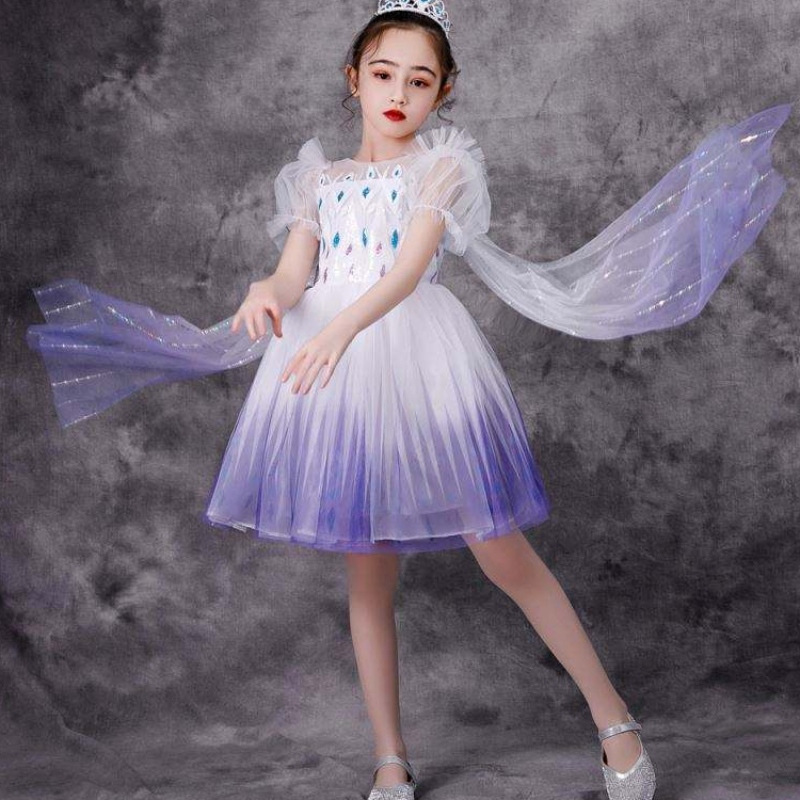 Новая девушка Elsa 2 Aisha White Dress Kids Princess Girls Halloween Princess Dress Tutu Летнее свадебное платье по случаю дня рождения