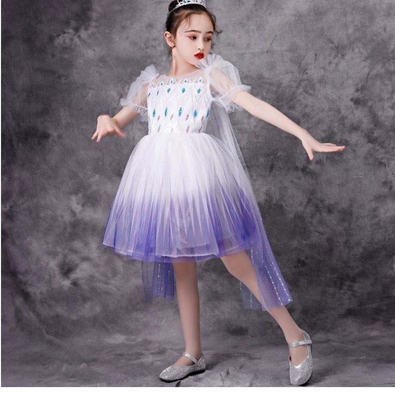 Новая девушка Elsa 2 Aisha White Dress Kids Princess Girls Halloween Princess Dress Tutu Летнее свадебное платье по случаю дня рождения