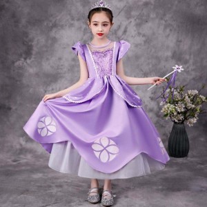 Baige Purple Sofia Rapunzel Elsa Anna Belle Princess Dress Dress TV Costumes София принцесса для девушки