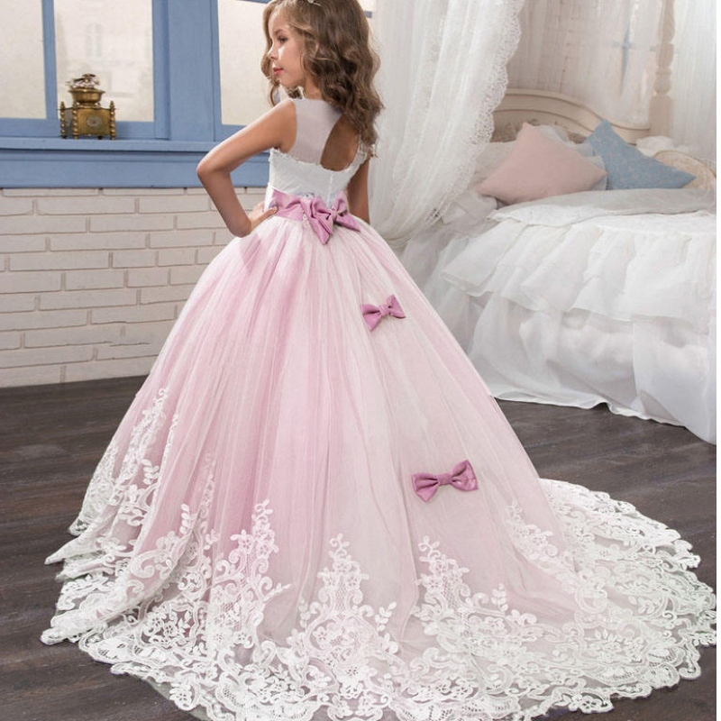 2022 Summer Girls Dress Long Kids Bridesmaid Dressings Дети Принцесса Свадебное платье 3 10 14 лет vestido