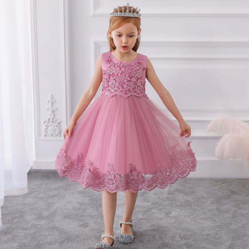 Baige Summer Kids Sequin Party Plore Flower Girl Желцовая кружевная рукавица платья для девочек -день рождения цветочные девушки с сетовые платья