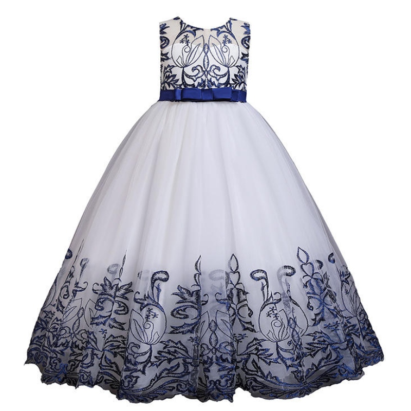 Летняя девочка цветочное платье элегантное кружевное вышивание