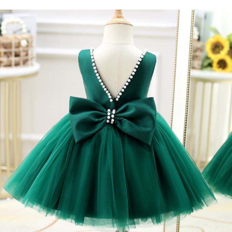 Baige Toddler Princess Flower v Back Beading Dress Mabon Girls День рождения свадебные платья вечеринки