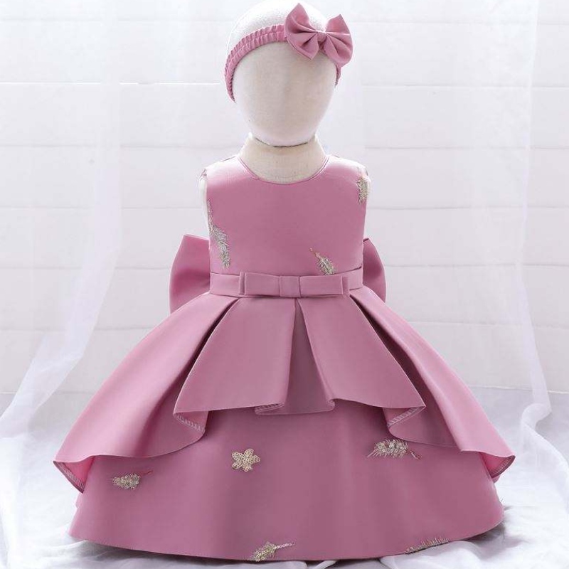 Baige Baby Frock Design 1 Year Birthday Dirtled Girl Princess Clorwless с бесплатной повязкой на голову