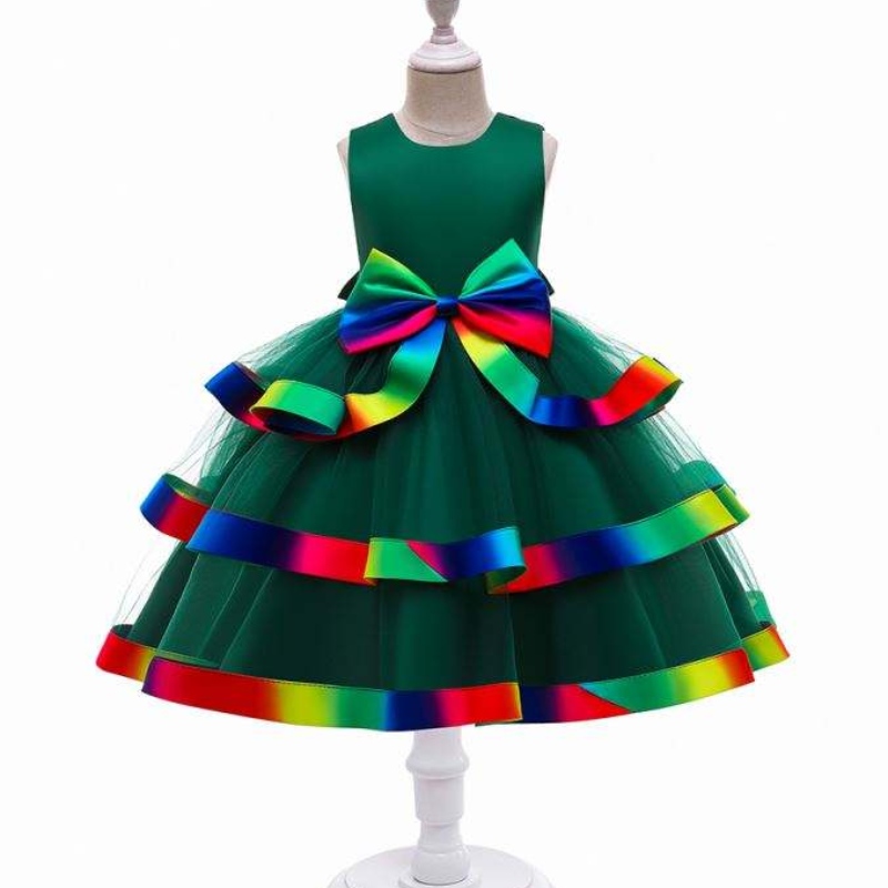 Baige Mabd Girls Liefured Princess Dress New Fashion Kids Wedding Party Wear Ball Plow