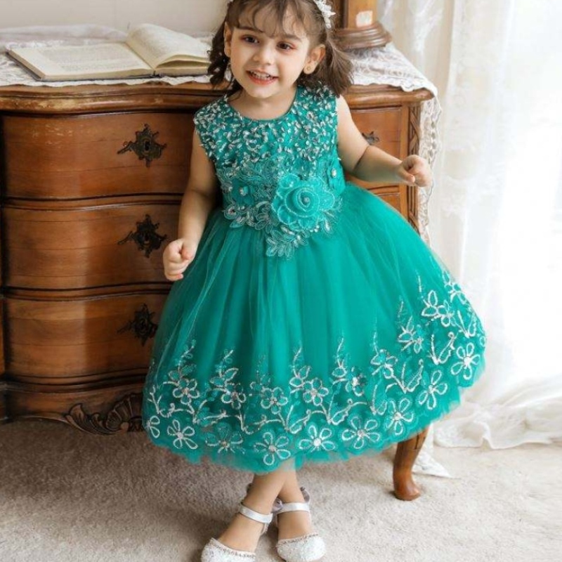 Baige Kids Fancy Emlleckery Flower Dress 0-5 лет девочки Дети Дети. Сетка дизайн стильное свадебное платье для детей для детей