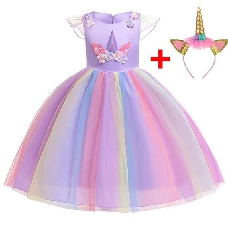 Платье единорога для девочек костюм единорога Rainbow Tutu платье для вечеринки по случаю дня рождения с повязкой на голову