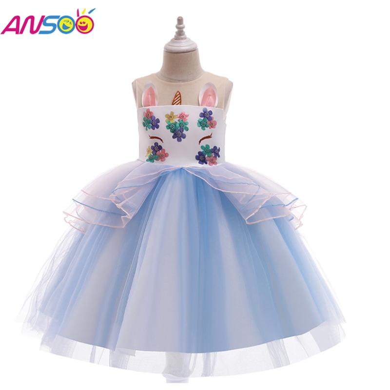 Платье Unicorn Ansoo для девушки Rainbow Tutu Princess Dress Display Dirstight Presom