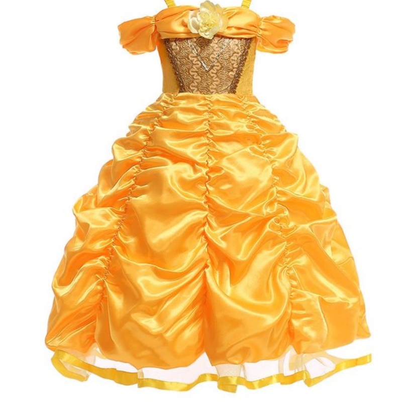 Belle Costume Girls Beauty and The Beast Princess наряжайте детское платье без плеча на Хэллоуин на Хэллоуин