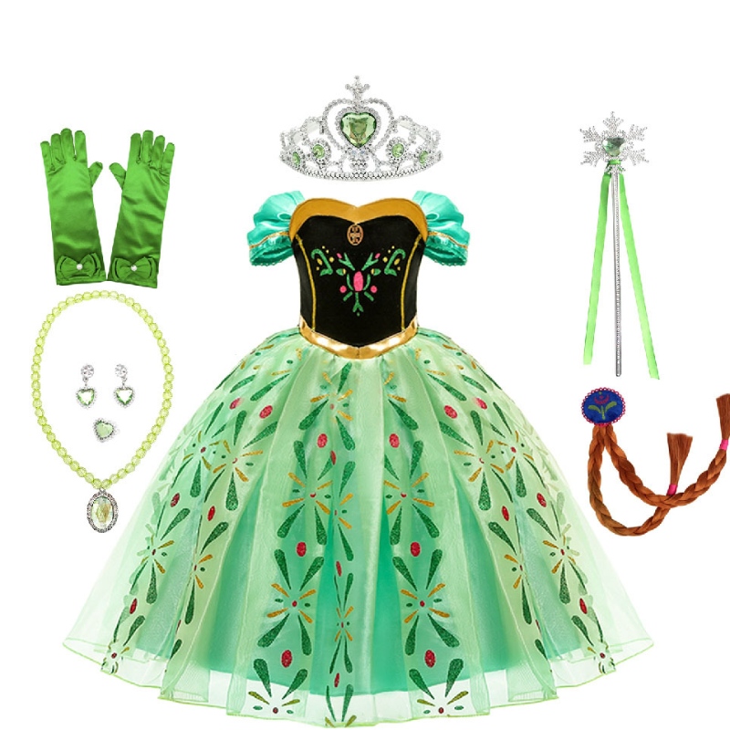 Anna Princess Girls Green Green Dress Comseume Children